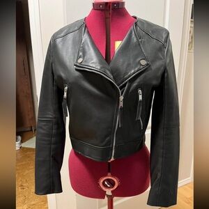 Black Pleather Biker Jacket
